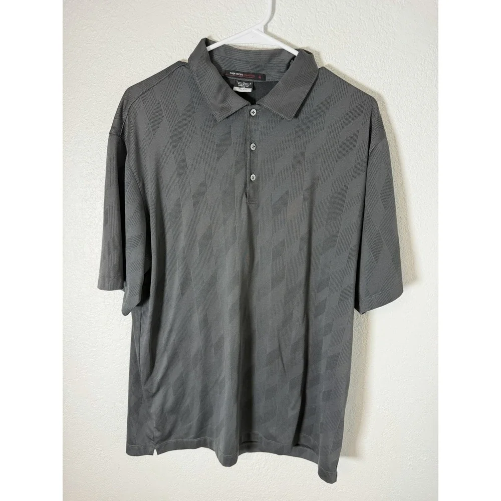 Nike Tiger Woods Collection Dri-FIT Golf Polo Shirt Gray Men's Large TW
